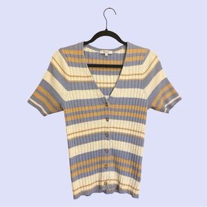 Madewell Glencrest Button-Front Sweater Tee in Stripe Large